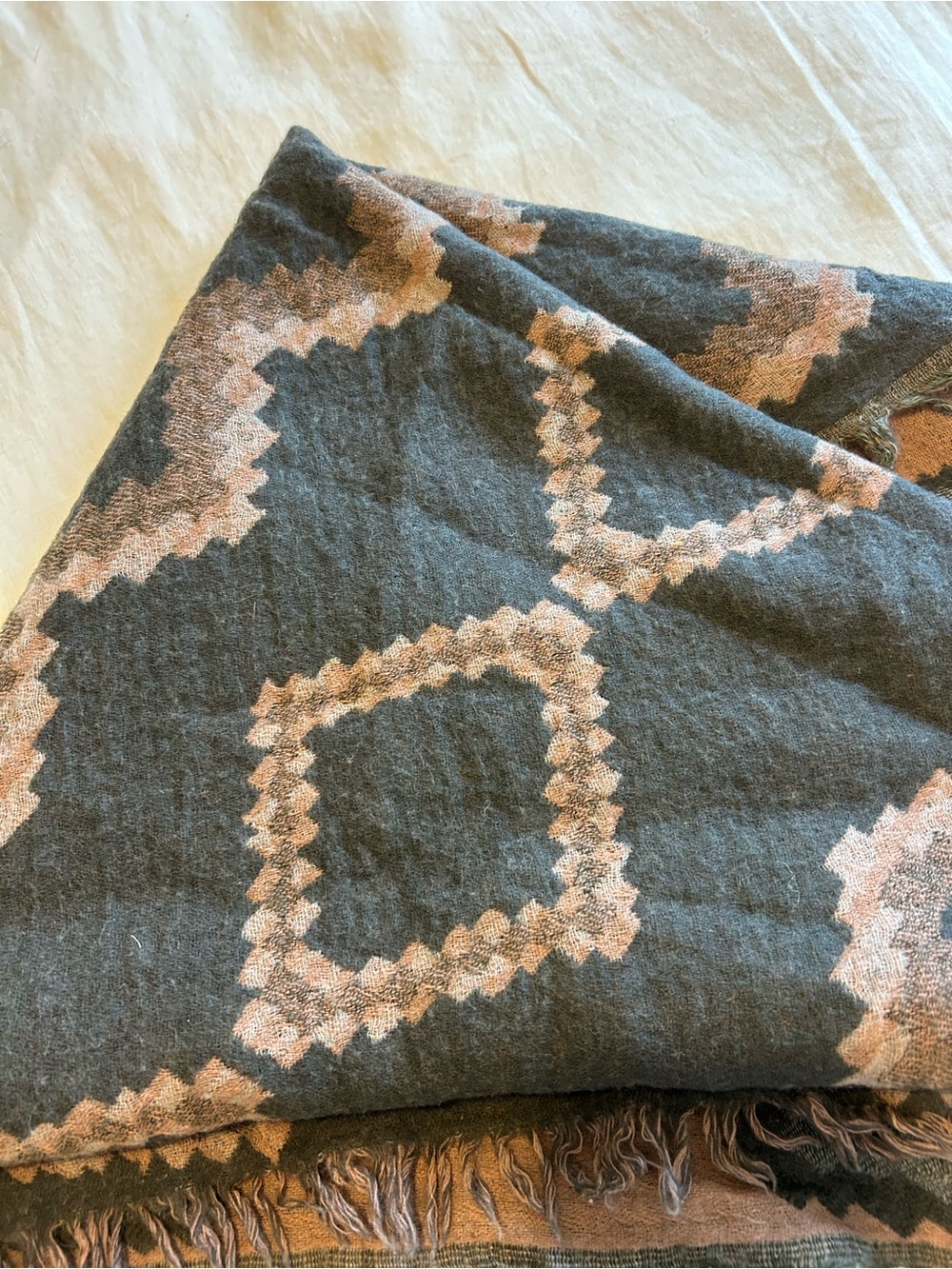 Wilfred Charcoal and Blush Geometric Scarf